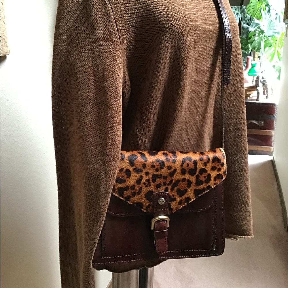Patricia Nash Leopard Print and Brown Leather Women's Bag